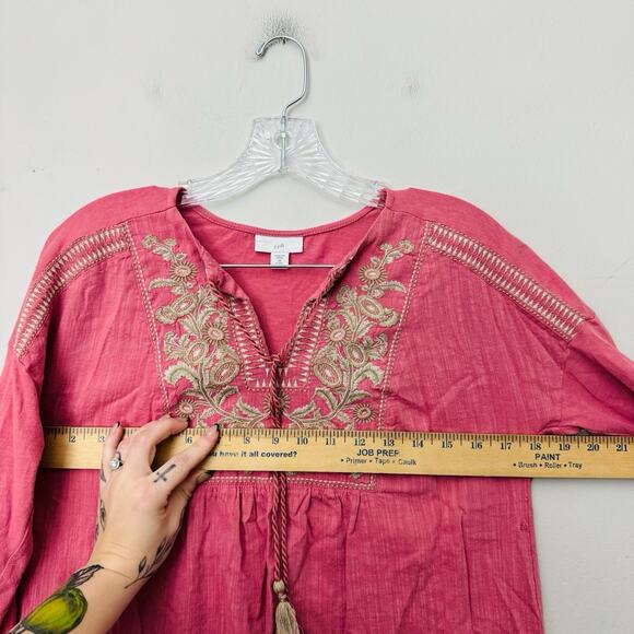 J Jill Red 3/4 Sleeve Boho Blouse Women’s Size XS - Picture 4 of 8